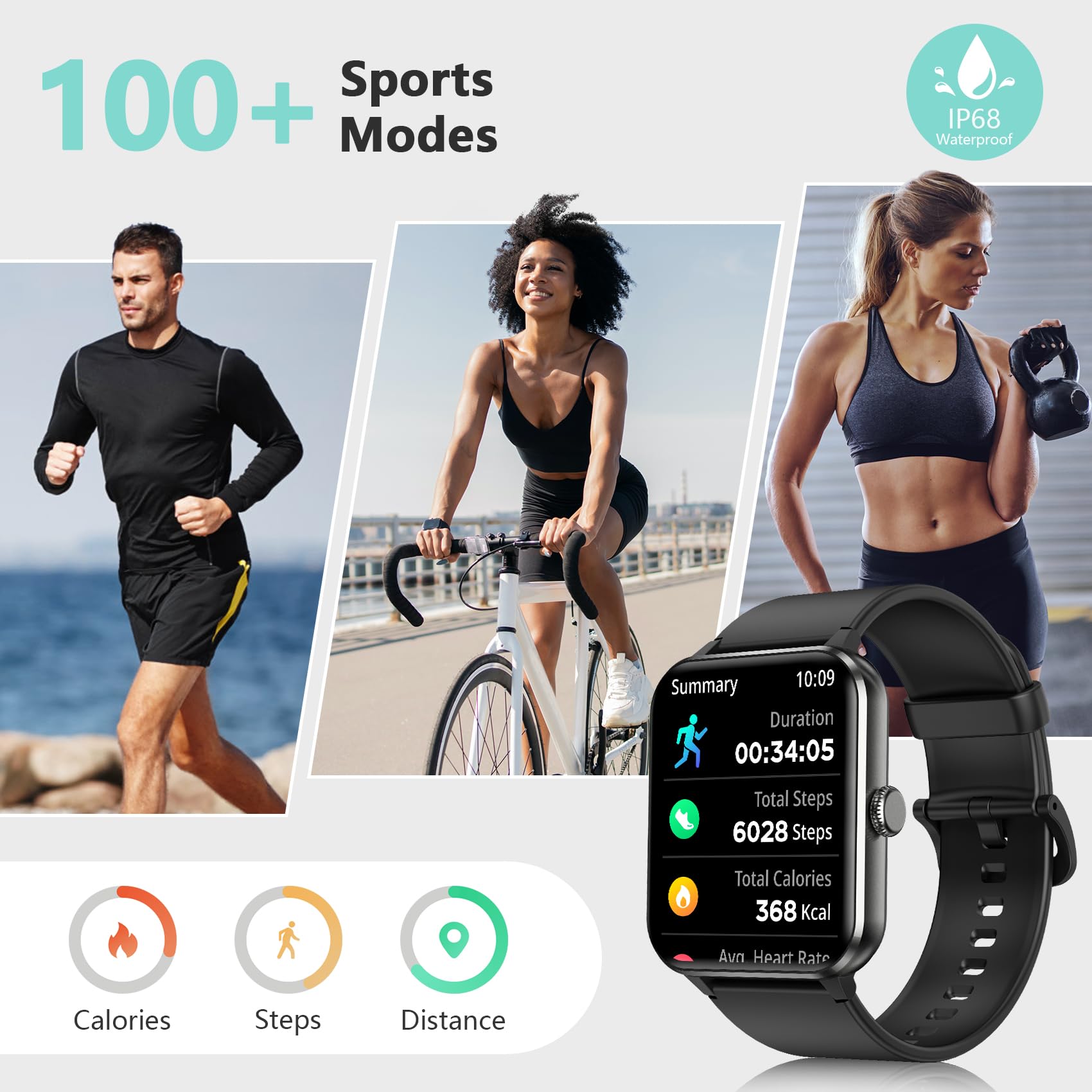 Blackview 2025 Smart Watch (Answer/Make Calls), Fitness Watch For Men And Women With Heart Rate/Spo2/Sleep Monitor/2 Straps, 100